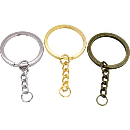 10pcs 30mm Exquisite Gold Rhodium Bronze Key Chain Key Ring DIY Jewelry Accessories for Keychain