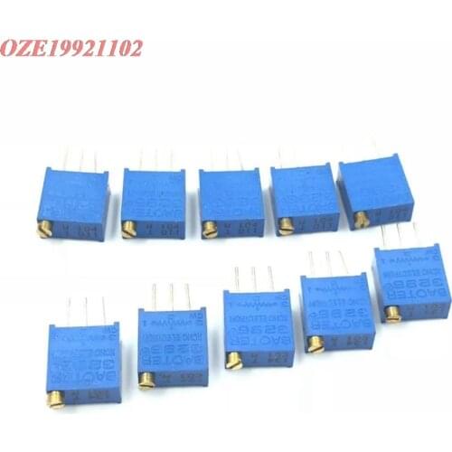 10pcs 50R/100R/200R/1K/2K/5K/10K/20K/50K/100K /200K/500K/100/200/500/1M/2M ohm Variable resistor Trimmer potentionmeter 3296W