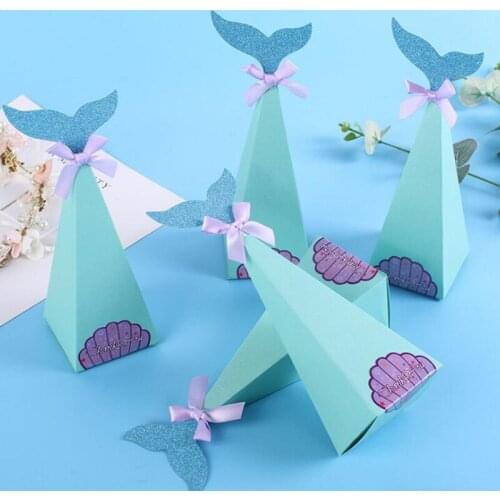 10Pcs Mermaid Tail Candy Box Girl Birthday Party Decoration Baby Shower Cookie Gift Wrapping Box Wedding Mermaid Party Supplies