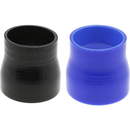 2 Pieces Blue+Black Straight Silicone Hose Reducer Pipe Tube Coupler