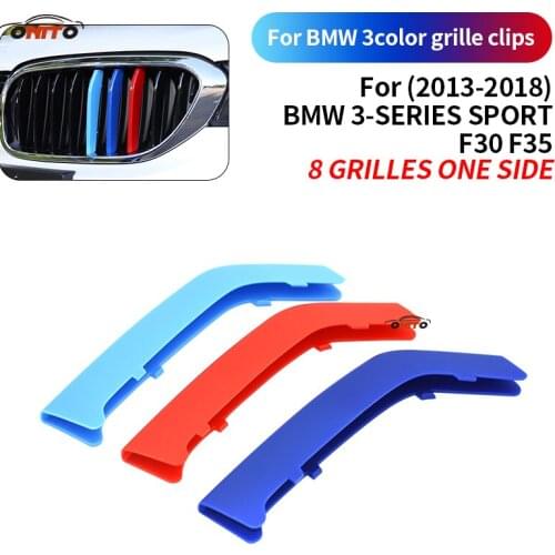 8 Bars 3 Colors Grille Clips Front Racing Grille Decal Covers ABS Car Decoration For BMW 3 Series SPORT F30/F35 2013-2018