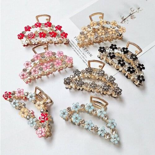Hair Accessories Large Size Metal Hair Clip Flowers Rhinestone Hairpin Hair Claw