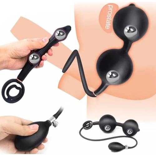 Anal Plug Inflatable Butt Beads Anus Dilator Expandable Large Dildo Prostate Massage Sex Toys for Women Men Gay Anal Extender