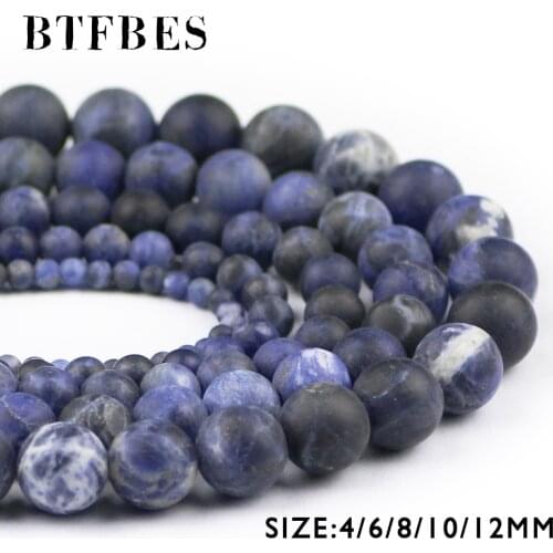 BTFBES Natural Matte Blue-vein Stone Beads Round Loose Beads 4 6 8 10 12mm Ball For DIY Jewelry Bracelet Making Accessories DIY