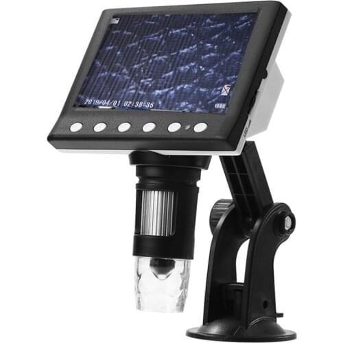 1000X Digital Microscope 4.3 Inch Display 8 LED Phones Magnifier with Bracket for Garden Vest Observing Decoration