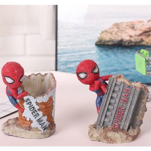 Disney Spiderman Pen Holder Creative Stationery Desktop Storage Resin Pen Holder Student Desktop Decoration Office Supplies