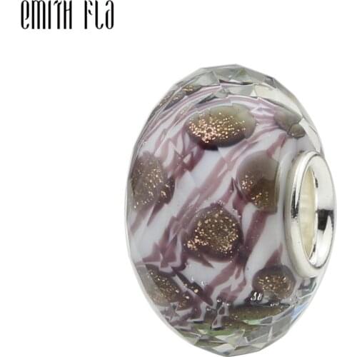 925 Sterling Silver Polka Dot Round Murano Glass Bead Charms Fit For European Original Bracelet Necklace DIY Jewelry Makings