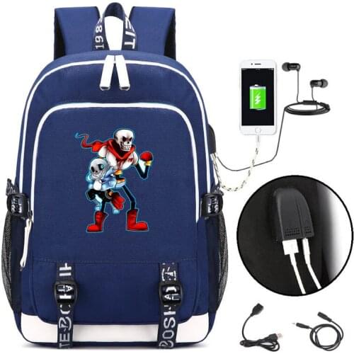 COOL SKELETON Sans Cosplay Backpack Undertale USB Schoolbag Oxford Cloth Bag Unisex Daily Rucksack Student Satchel Halloween Cos