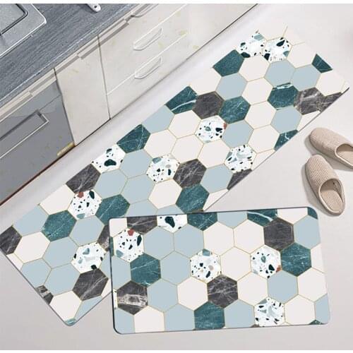 Printed Kitchen Mats Long Kitchen Floor Mats Stain-proof Kitchen Rug Geometric Welcome Mat Water-proof Area Rugs for Living Room