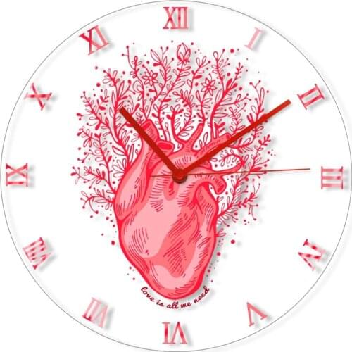 Medical Anatomical Flowers Heart Modern Design Wall Clock Cardiology Home Decor Floral Heart Tattoo Design Organ Artwork Clock