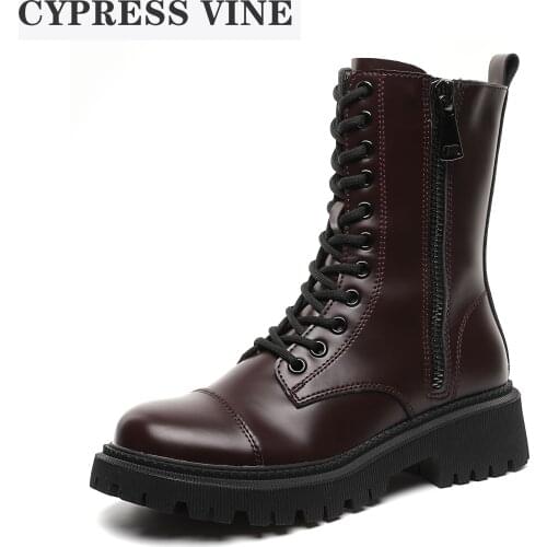 Cypress Vine Women Anckle Motorcycle Boots Split Leather For Spring Autumn Winter Platform Rubber Outsole By Handmade Size 35-40