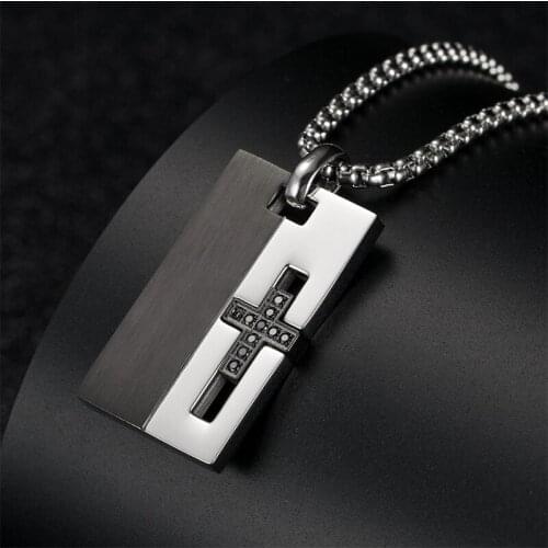 Necklaces mens Nameplate Christian cross stainless steel pendants fashion jewelry on the neck pendant gifts for male Accessorie