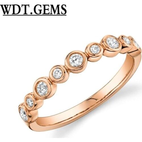 Bezel Set Diamond Ring 10K White Gold Womens Band Round Cut Wedding 0.27CT