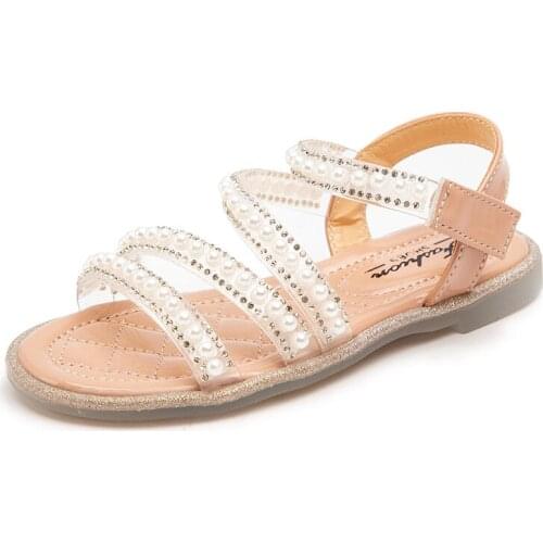 Girl Shoes Summer 2020 New Girls Fashion Rhinestones Beading Little Princess Beach Shoes 3-12 Years Old Baby ChildrenS Sandals