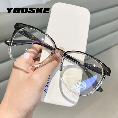 YOOSKE Transparent Computer Glasses Frames Men Blue Light Blocking Eyeglasses Women Retro Optical Myopia Frame Vintage Eyewear