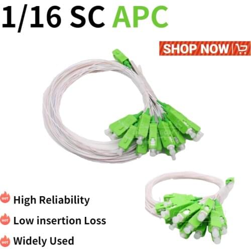 15 20 30 PCS/Lot 1X16 PLC SC/APC Splitter SM 0.9mm PVC G657A 1m FTTH Fiber Optic Splitter Wholesale Price