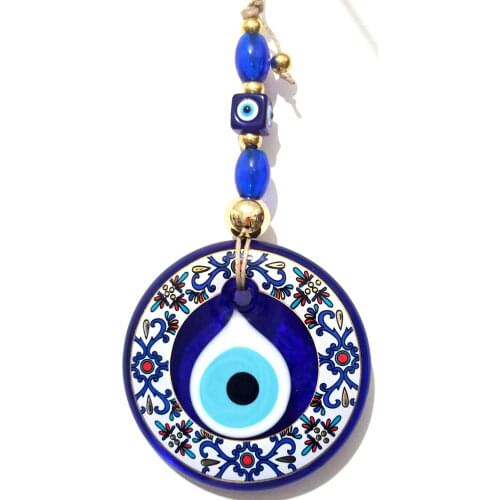 Gilded Evil Eye Beaded Tile Pattern Handmade Wall Decoration