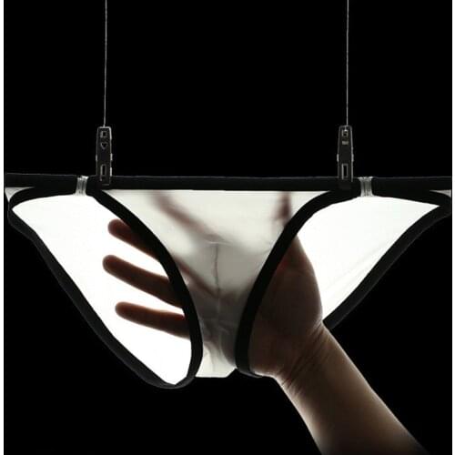 Sexy Underwear Men Brief Shorts Ultra-Thin Ice Silk Panties Low Rise U Convex Pouch Underpants Cueca Calzoncillo Plus Size L-3XL