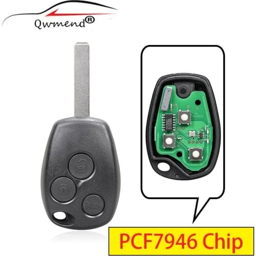 QWMEND PCF7946 Chip Replacement Remote Car Key for Renault Wind Clio Modus Kangoo Master Twingo 2004 - 2016 434Mhz 3 Buttons