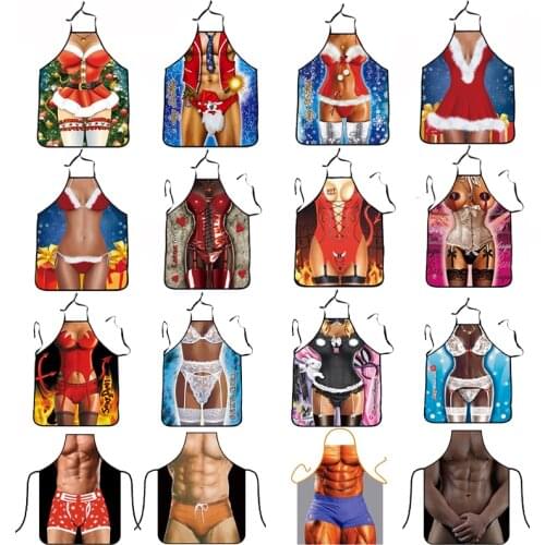 26 Colors Muscle Man Funny Kitchen Aprons for Woman Xmas Decoration Personality Novelty Creative Couple Party Gifts CWQ036