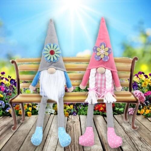 Springtime Flower Gnome Easter Long Legs Swedish Tomte Plush Doll Home Decor