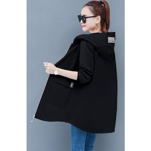 6XL Female Windbreaker Coat New Fashion Hooded Long Outwear Loose Large Size Spring Autumn Women Trench Baseball Uniform Coat 33