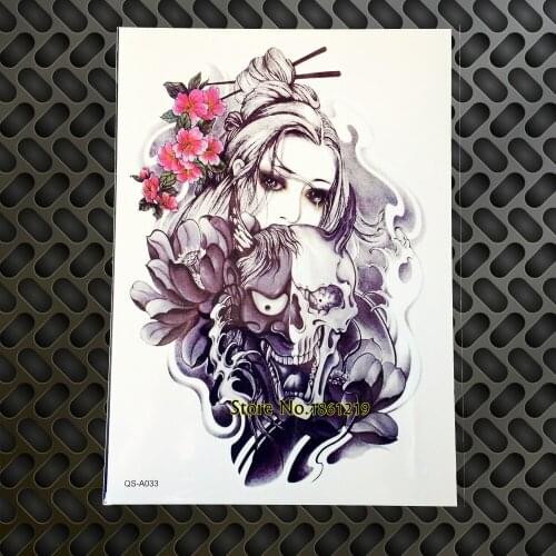 1PC Lastest New Design Death Skull Pattern Temporary Tattoo Stickers GQS-A033 Men Body Art Painting Roses Japan Women Tattoos