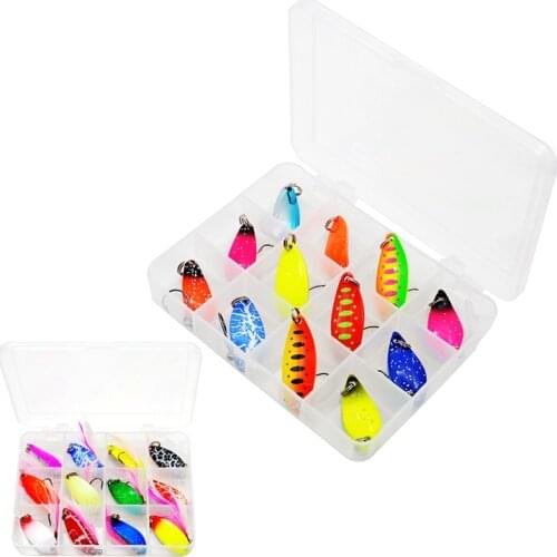 WLDSLURE 12pcs/box Fishing Lures Set Metal Spinner Spoon Fishing Tackle Boxes Wobblers Hard Baits Hooks