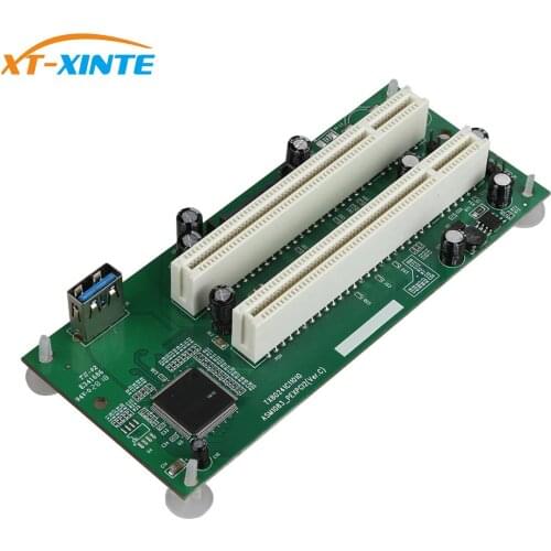 XT-XINTE PCI-E Express X1 to Dual PCI Riser Extend Adapter Card USB 3.0 Add on Cards Converter with SATA 15pin Power Cable