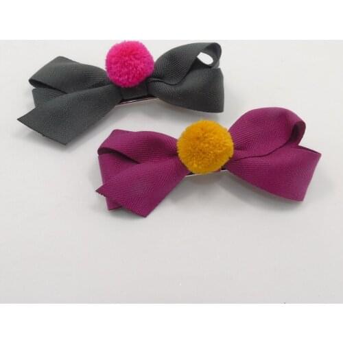 10pcs/lot Fall Winter Pom Poms Bow Hair Clips Hair Bun Bow Sweet Hairpin Elegant Girl Barrette Novelty Kid Autumn Hair Grip