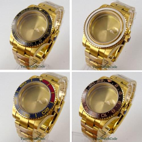 40mm Watch Case Parts Fit For NH35A NH36A Automatic Movement With Oyster Bracelet Folding Clasp Sapphire Glass Ceramic Bezel