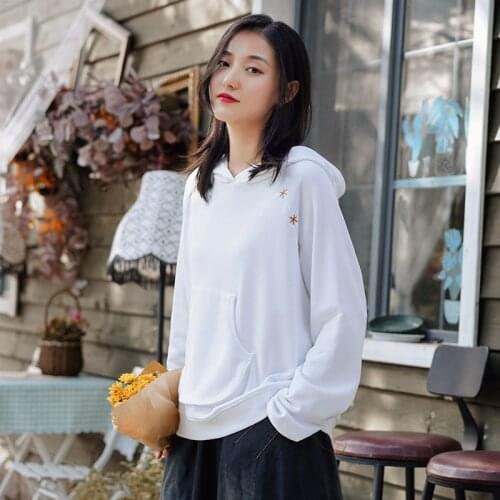 Long Sleeve Women Tops Hooded Sweatshirts Spring Autumn Loose Pullover Hoodies Casual Outerwear TA5291