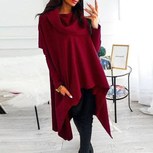 Women Casual Loose Asymmetrical Hoodie Spring Ladies Long Sleeve Sweatshirt Pullover Autumn Woman Solid Casual Large Size Hoodie