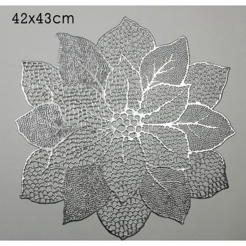 1pcs Hollow Kitchen Supplies Table Decoration Mat Western Food Cushion PVC Bronzing Pure Color Lotus Flower For Restaurant