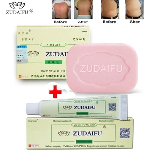 5Piece Original Zudaifu Psoriasis Ointment 15G,Sulfur Soap 80G,120Ml psoriasis eczema Herbal Ginseng Keratin Hair Repair Shampoo