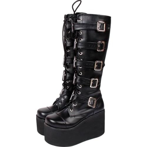 Angelic imprint handmade mori girl Women motorcycle punk boots lady lolita Boots woman high heels pumps wedges platform shoes