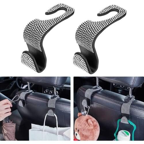 Car Hooks For Back Seat,Bling Car Seat Headrest Hooks, Universal Seat Headrest Hanger for Purse,Bags,Handbag