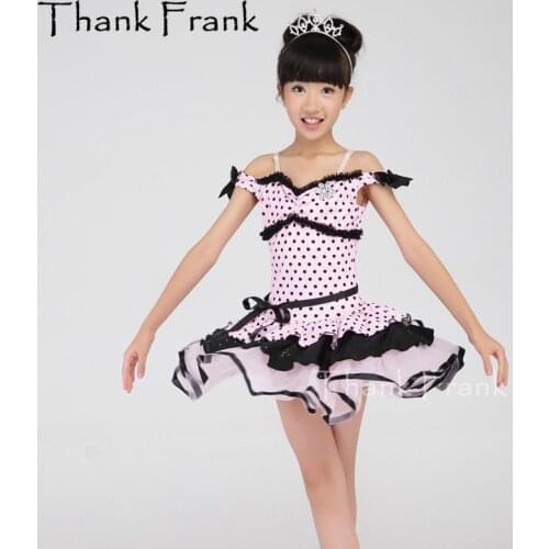 Girls Polka Dot Ballet Tutu Dress Kids One Shoulder Piano Performance Costume Women Dance Dresses Adult Evening Vestidos