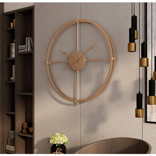 Large Brief decorative metal wall clock Big simple iron double-layer square butler home clock living room study silent clock