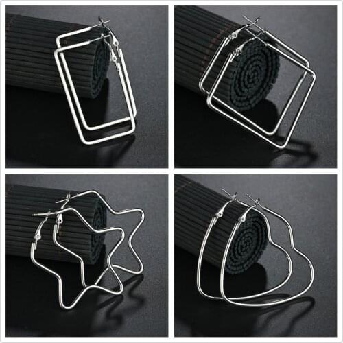 Brand 30mm 40mm 50mm Big Hoop Earring for Women Jewelry Mother Sivery Color Fashion Jewelry Bijoux Accessory Birthday Brincos