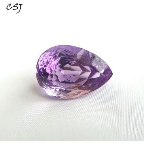 CSJ Real natural amethyst loose gemstone pear 14*20mm 15.5ct concave brilliant cut for 925 silver gold top fine jewelry mounting