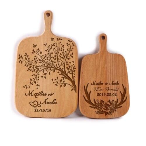 Custom Engraved Couples' Name Wedding Gifts Chopping Bamboo Cutting Board Personalized Kitchen Cutting Board for Wedding Favors