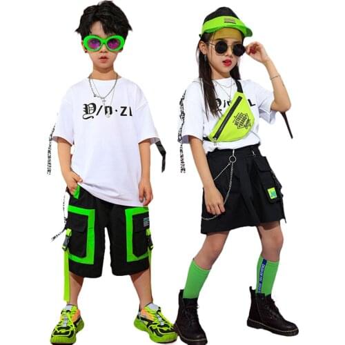Lolanta Kids White Short Sleeve T-shirt Top Or Boy Blakc Shorts/ Girls Skirt Daily Clothes Street Dance Costume Casual Wear