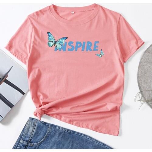 Butterfly Effect Rise Inspire Woman T-Shirt Short Sleeve T-Shirts Summer Tops for Women Cotton Graphic Tee Female Shirt Clothes