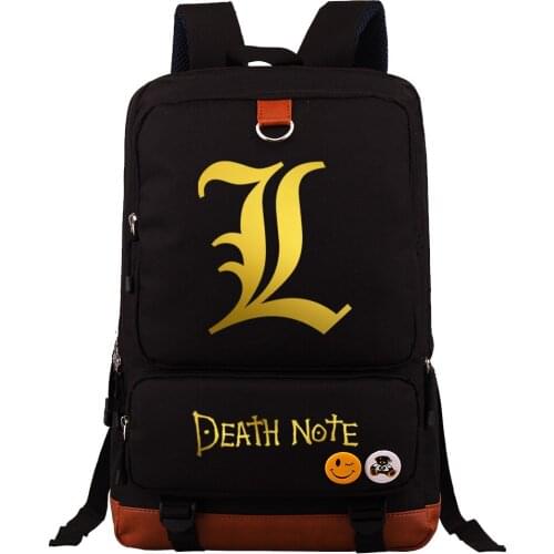 New Gold Anime Death Note Prints Boys Girls Kids School Book Bags Women Bagpack Teenagers Canvas Men Laptop Travel Backpack