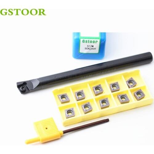 10PCS Carbide Inserts CCMT09T304 CCMT 09T308 HSS Holder S12M-SCKCR/L09 S14N-SCKCR/L09 S16Q-SCKCR/L09 Turning Tools Bar Lathe Set