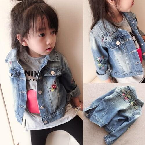 2021Girls Jacket Denim Kids Jackets Girls Autumn Clothes Girl Trench Coat Jeans for Girls Outerwear 3-8Y