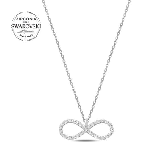 KUTAYDAN Swarovski Zirconia Cubic Zirconia Infinity Necklace 925 Sterling Silver