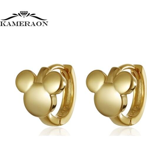 Cute Rat Mouse Jewelry 925 100% Silver Earring Hoop Cold/Silver Color for Women Girls Birthday Gifts 2021 Trend Earrings