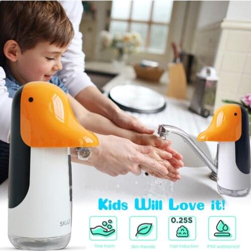 Cartoon Kids Automatic Foaming Soap Dispenser USB Rechargeable Touchless Countertop Soap Pump for Home Bathroom Kitchen